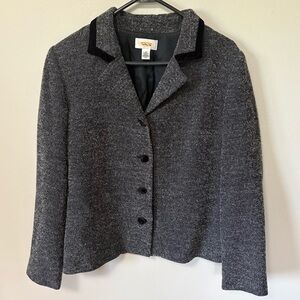 Talbots Wool Blend Velvet Trim Blazer 10